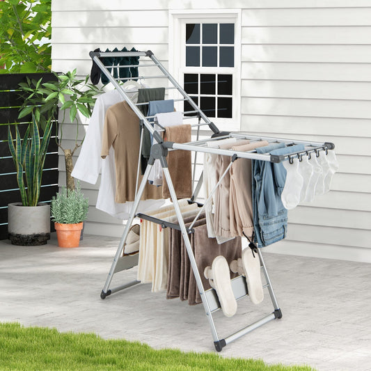 2-Layer Aluminum Folding Clothes Drying Rack