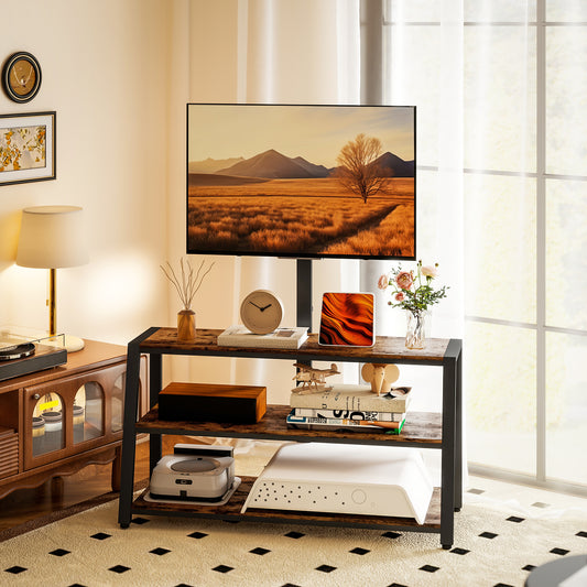 HOMCOM Industrial-Style TV Stand, with 35√Ç¬∞ Swivel Bracket - Dark Brown