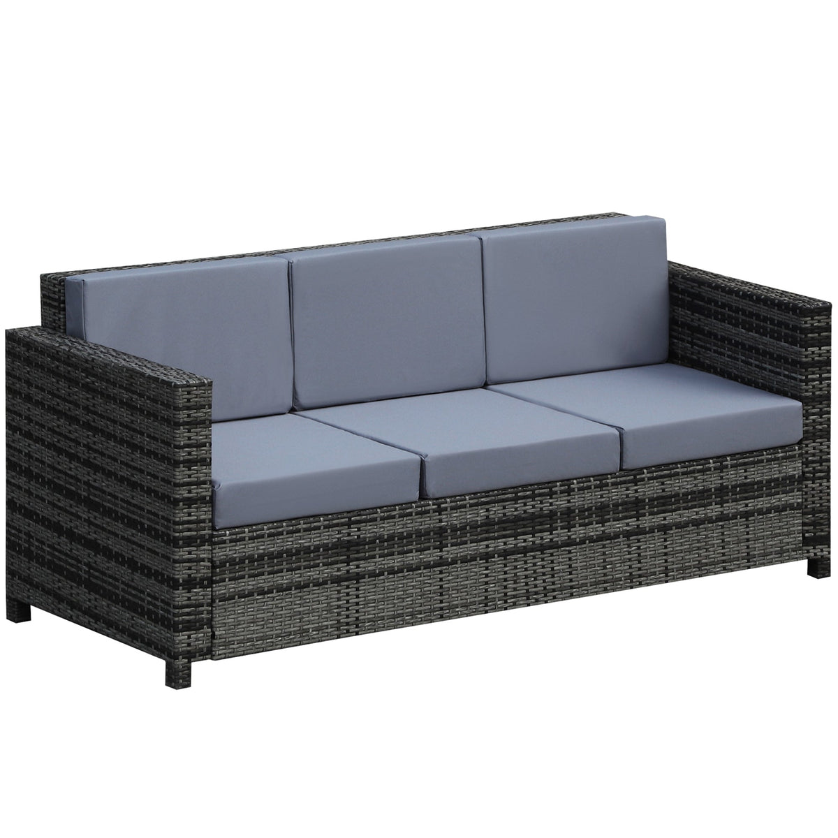 Outsunny 3-Seater Weather Resistant Outdoor Garden Rattan Sofa Grey