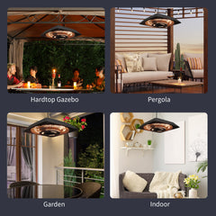 Outsunny 2000W Electric Hanging Patio Heater Ceiling Mounted Halogen Heating Indoor Outdoor with Remote Control Aluminium