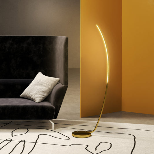 HOMCOM Modern 147cm Curved LED Floor Lamp - Gold Tone