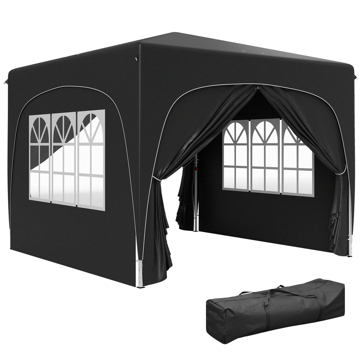 Outsunny 3 x 3m Pop-Up Gazebo Shelter, with Accessories - Black