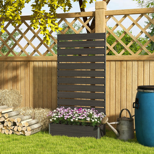 Outsunny Raised Bed for Garden, Planter with Trellis for Climbing Plants, Vines, Planter Box with Drainage Gap, Black