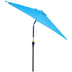 Outsunny 2.6M Garden Parasol Umbrella with Tilt and Crank, Outdoor Sun Parasol Sunshade Shelter with Aluminium Frame, Blue