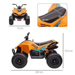 HOMCOM McLaren Licensed 12V Quad Bike, with Music, Headlights, MP3 Slot, Suspension Wheels, for Ages 3-8 Years - Orange