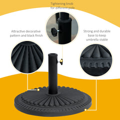 Outsunny 14kg Round Cement Parasol Base Umbrella Weight Stand Holder Fits â35mm,â38mm,â48mm Pole for Patio Outdoor Garden - Black