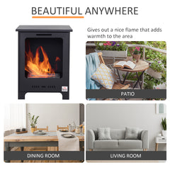 HOMCOM Freestanding Ethanol Fireplace, Bioethanol Fire with 0.9L Tank, 3 Hours Burning Time for Indoor, Black