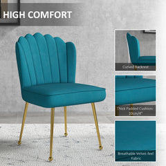 HOMCOM Velvet-Feel Shell Accent Chair - Blue