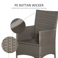 Outsunny Set of Four Rattan Armchairs, with Cushions - Grey