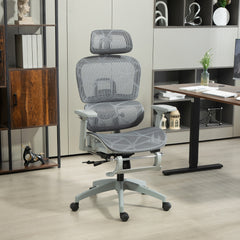 HOMCOM Multi-Adjustable Mesh Office Chair - Grey