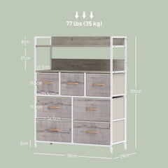 خزانة ملابس ريفية من HOMCOM مكونة من سبعة أدراج مصنوعة من القماش - لمسة نهائية من الخشب الطبيعي