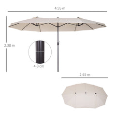 Outsunny 4.6m Double-Sided Patio Parasol Sun Umbrella-Beige