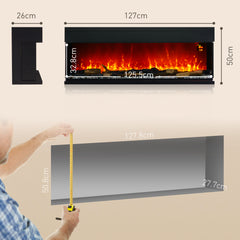 HOMCOM 1800W 15-40√¢‚Äû∆í Adjustable Flame Glass Panel Convector Heater, 127cm