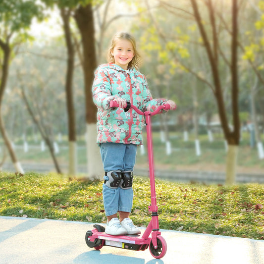 AIYAPLAY Electric Scooter for Ages 6-14, with Colourful Light and Electric Brake, Electric Scooter E Scooter, Up to 10 KM/H & 8 KM, Pink