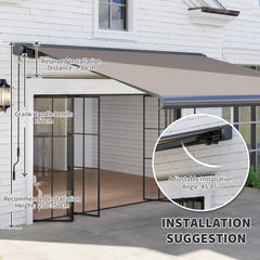 Outsunny 3.5 x 3 m Electric Awning with Remote Controller, Aluminium Frame DIY Retractable Awning, UV50+ Sun Shade Canopy for Garden Patio Deck Door Window, Light Grey