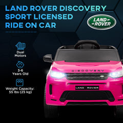 AIYAPLAY Licensed Land Rover Discovery Sport, 12V Kids Ride on Car w/ Remote Control, Lights, Music, Horn, for 3-6 Years, Pink