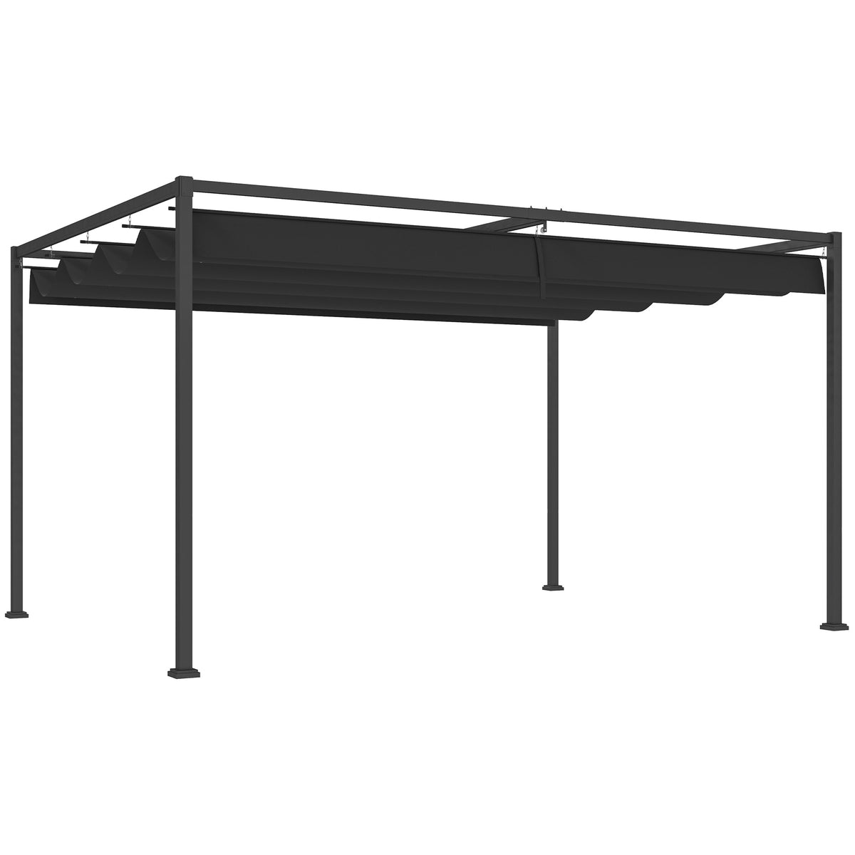 Outsunny 4 x 3m Metal Pergola, with Retractable Canopy Roof - Black