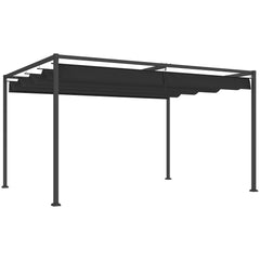 Outsunny 4 x 3m Metal Pergola, with Retractable Canopy Roof - Black