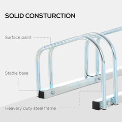 HOMCOM Bike Stand Parking Rack Floor or Wall Mount Bicycle Cycle Storage Locking Stand 179L x 33W x 27H (6 Racks, Silver)