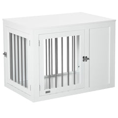 PawHut 2-in-1 Dog Cage and Side Table, with Two Lockable Doors, for Medium Dogs - White