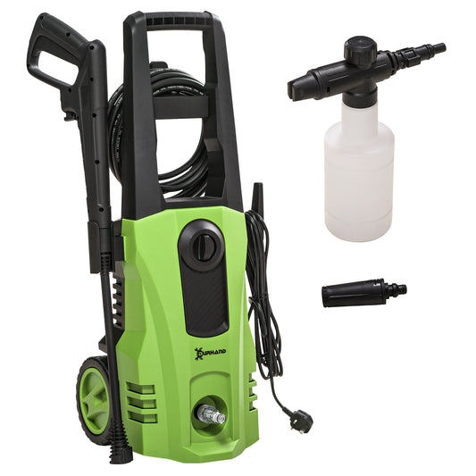 DURHAND 1800W High√Ç Pressure√Ç Washer, 150 Bar Pressure, 510 L/h Flow, High-Performance Portable Power Washer Jet Wash Cleaner with 6M Hose, Snow Foam Bottle for Garden, Car, Furniture, Green