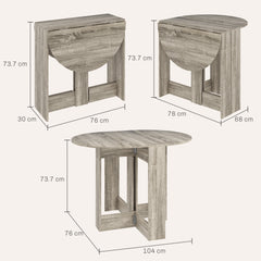 HOMCOM Space-saving Drop Leaf Table, Folding Dining Table for Small Space, Kitchen, Dining Room, Grey