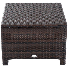 Outsunny Rattan Footstool Wicker Ottoman with Padded Seat Cushion Outdoor Patio Furniture for Garden Poolside Living Room, 50 x 50 x 35 cm, Brown