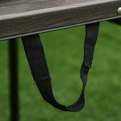Outsunny 4FT Portable Metal Picnic Table, 22Lx61Wx53/71.5H cm-Black/Brown