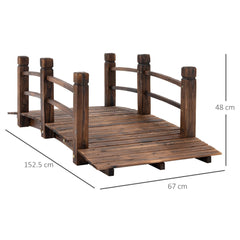 Outsunny 1.5M Wooden Garden Bridge Lawn D√É¬©cor Stained Finish Arc Outdoor Pond Walkway w/ Railings Water Yard Decoration