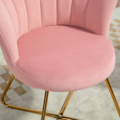 HOMCOM Velvet-Feel Lotus Petal Accent Chair - Pink