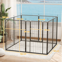 PawHut 8 Panels Heavy Duty Dog Playpen with Door Indoor Outdoor, for Large Dogs, 100cm High