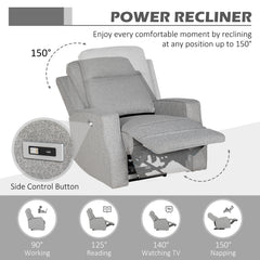 HOMCOM 150√Ç¬∞ Electric Reclining Chair, with USB port and Footrest - Grey