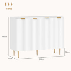 HOMCOM Sideboard Buffet Cabinet, Modern Kitchen Storage Cabinet with 4 Doors and Adjustable Shelves, Living Room Cabinet with Metal Legs for Hallway, White