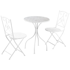 Outsunny Three-Piece Metal Bistro Set - White