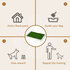 PawHut Puppy Training Pad, Indoor Portable Puppy Pad, with Artificial Grass, Grid, Panel, Tray, 46.5 x 34cm