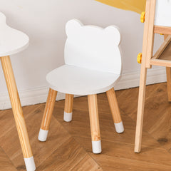 HOMCOM 3-Piece Kids Table and Chair Set with 2 Bear-Shaped Chairs, for Ages 1-4 Years, White