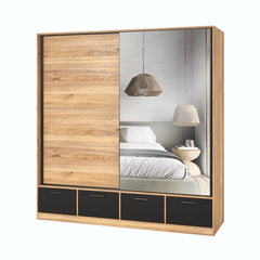 Beta Sliding Door Wardrobe 200cm [Oak Mauvella]