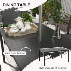 Outsunny Seven-Piece Steel Dining Set, with Aluminium-Top Table