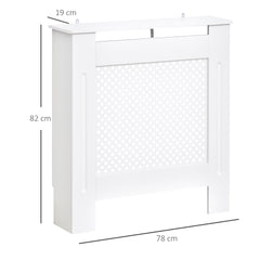 HOMCOM Wooden Radiator Cover Heating Cabinet Modern Home Furniture Grill Style White Painted (Small)