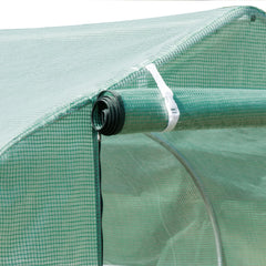 Outsunny Walk-in Polytunnel Greenhouse, Outdoor Garden Tunnel Greenhouse Tent with Zipped Roll-Up Door and 6 Mesh Windows, 3 x 2M