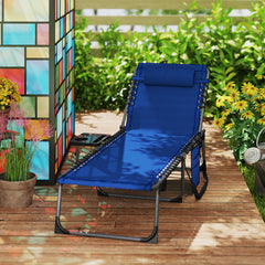 Outsunny Five-Position Reclining Sun Lounger - Dark Blue