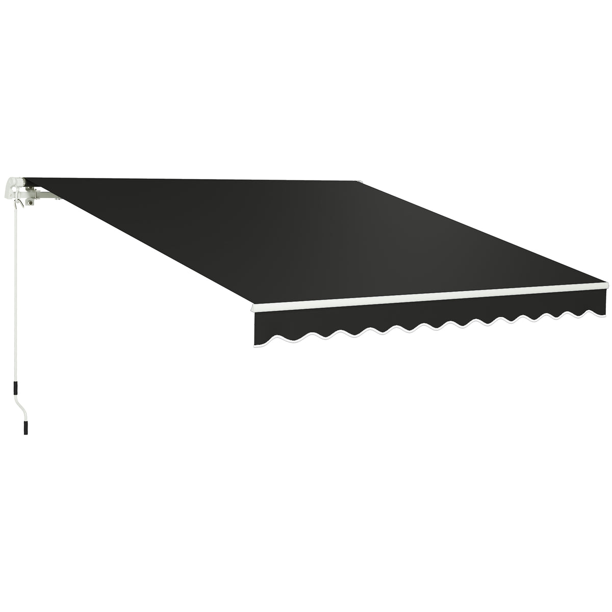 Outsunny 3 x 2.5m Garden Patio Manual Awning, Retractable Canopy Sun Shade Shelter with Fittings and Crank Handle, Black