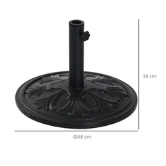 Outsunny 13kg Round Parasol Base Sun Umbrella Weight Stand Holder Patio Outdoor Garden, Black