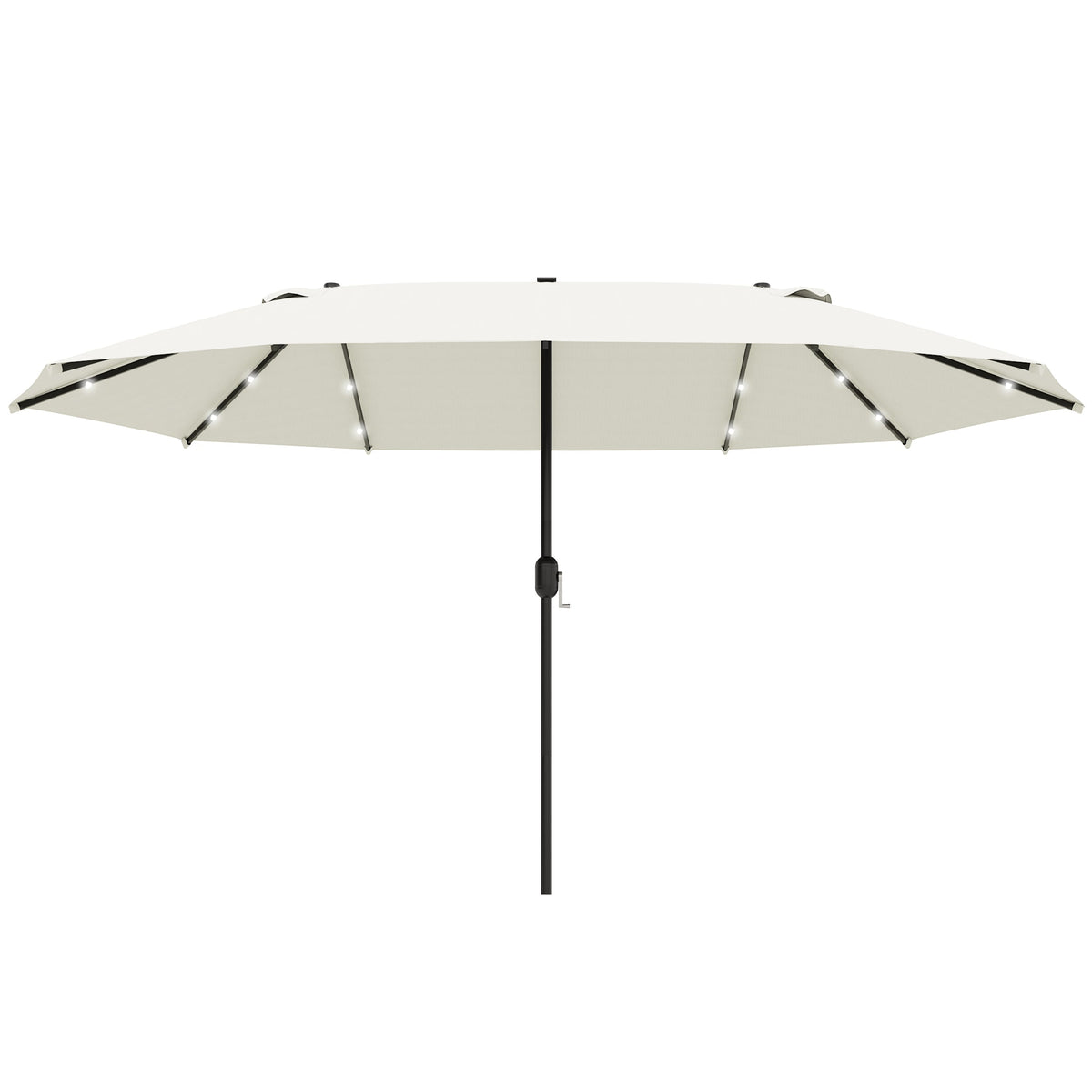 Outsunny 4.4m Double-Sided Sun Umbrella Patio Parasol LED Solar Lights Cream White