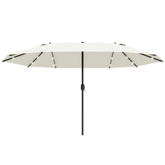 Outsunny 4.4m Double-Sided Sun Umbrella Patio Parasol LED Solar Lights Cream White