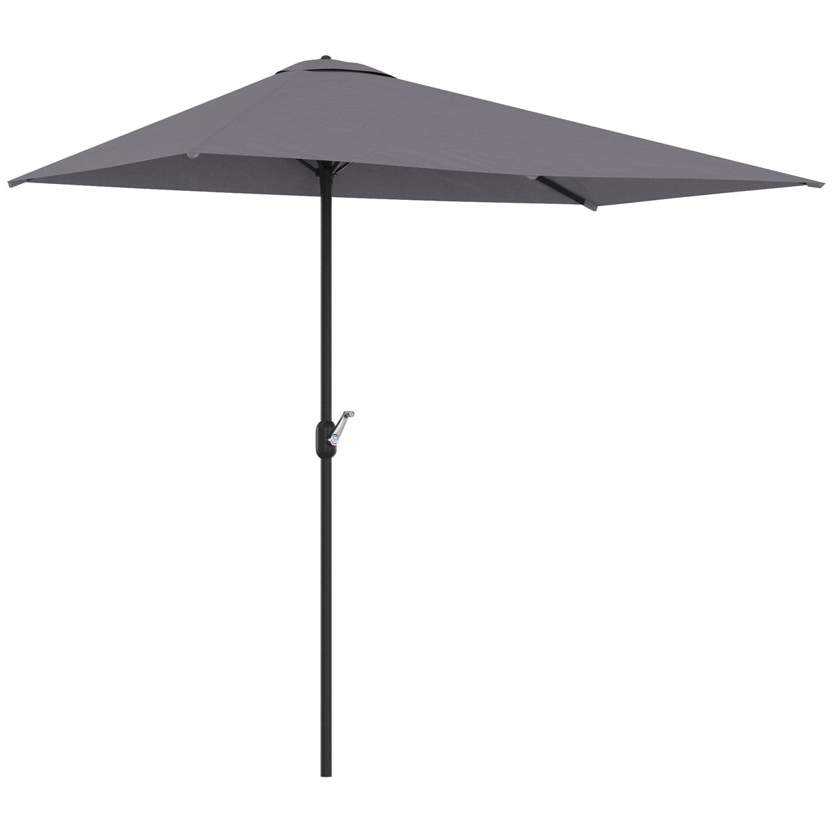 Outsunny Balcony Half Parasol Semi Round Umbrella Patio Crank Handle (2.3 m, Grey)- NO BASE INCLUDED