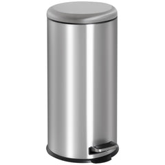 HOMCOM Foot Pedal Bin Stainless Steel Metal Waste Rubbish Lid Kitchen Garbage 30L Silver