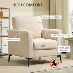 HOMCOM Linen-Look Armchair - Beige