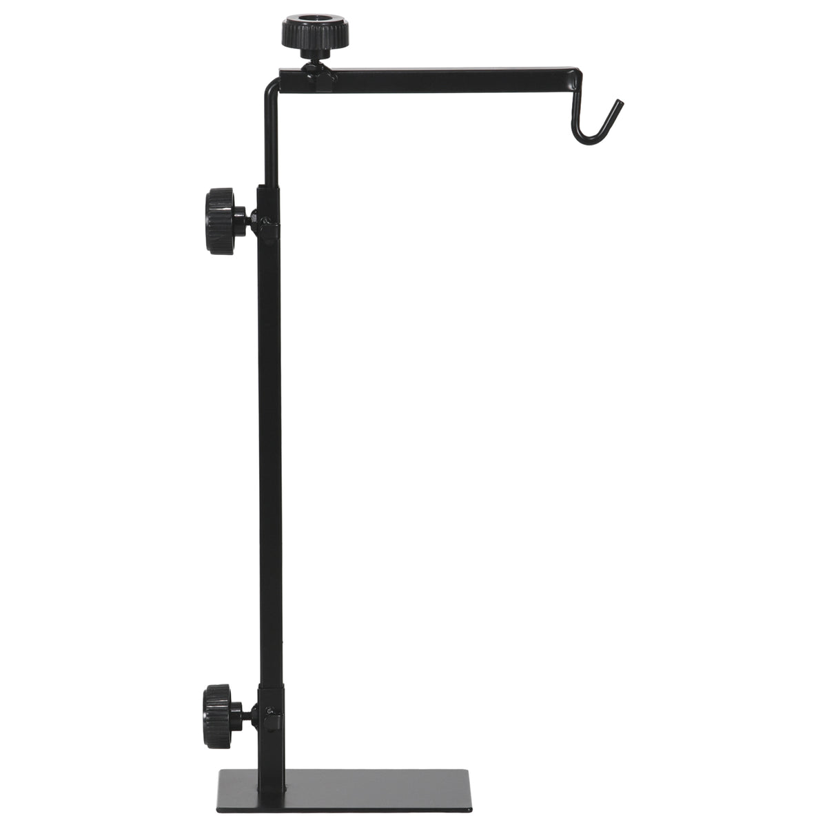 PawHut Adjustable Height and Length Reptile Lamp Stand Holder with Hook Hanging, Base - Black