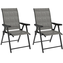 Outsunny Set of Two Folding Outdoor Chairs - Black/Grey